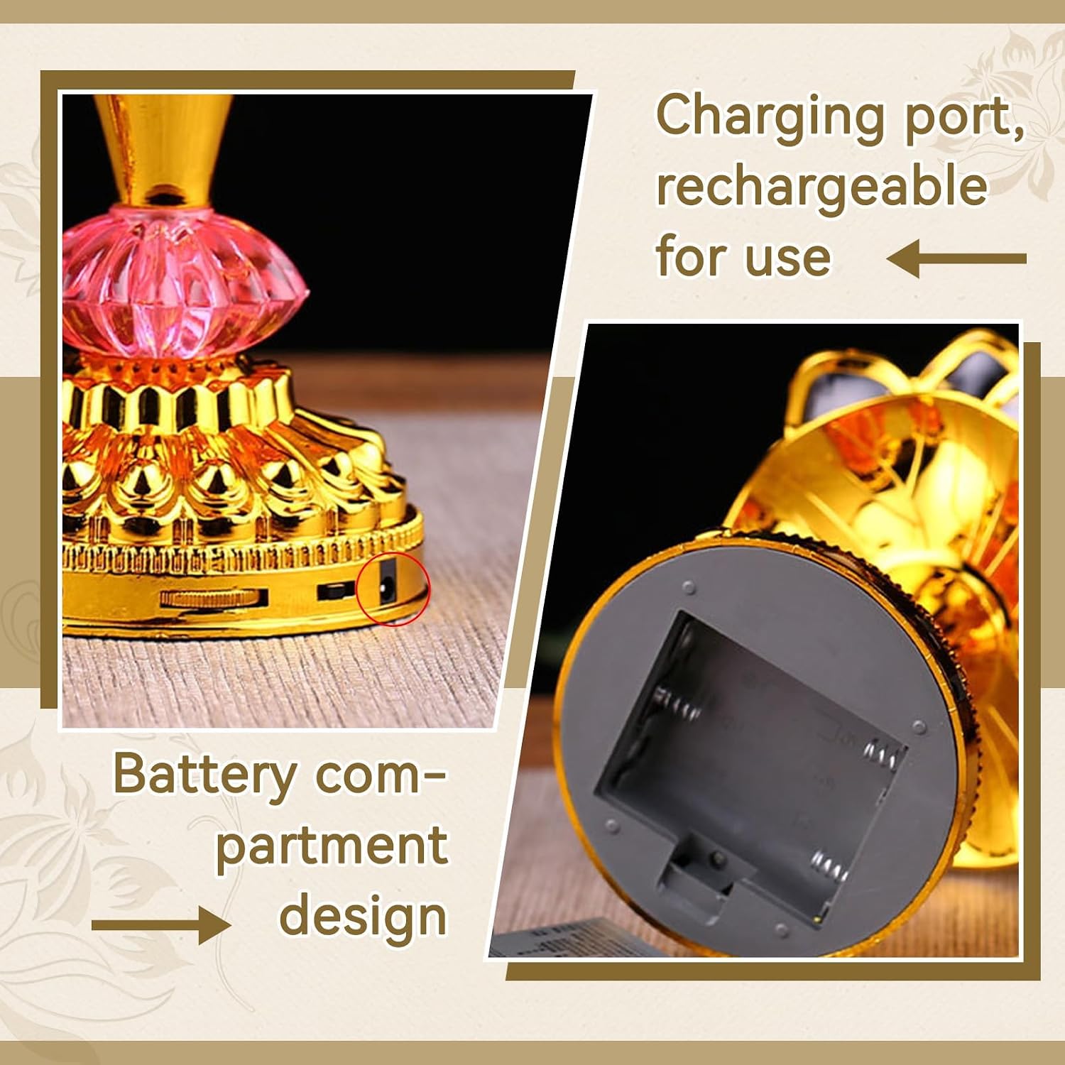 Agatige LED Buddhist Lamp, 7 Color Changing Temple Light ABS Buddhist Supplies, LED Flower Lamp Decoration Lighting with Power Adapter for Buddha Occasions, Buddhist Supplies US 100‑240V (1PCS) image 5