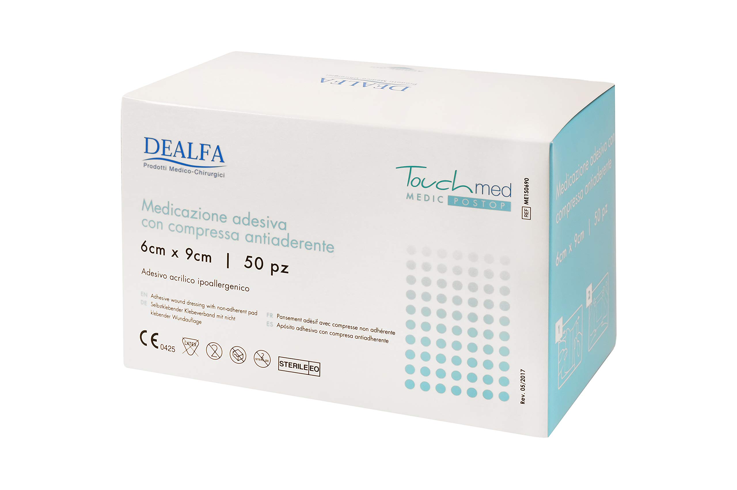 TOUCHMED Cerotto Adesivo Sterile in TNT con Compressa Antiaderente - 6x9 cm - Traspirante e Assorbente - Ottima Adesività - Monouso - Confezione da 50 Pezzi