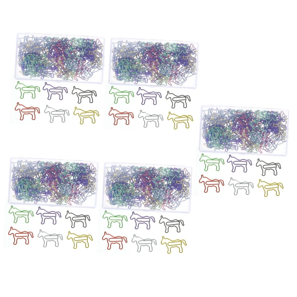 DOITOOL 5 Set Fermacarte Colorati Cavallo Clip Per Ufficio E Casa Decorativi E Pratici Per Documenti E Cancelleria 80 Pezzi * 5