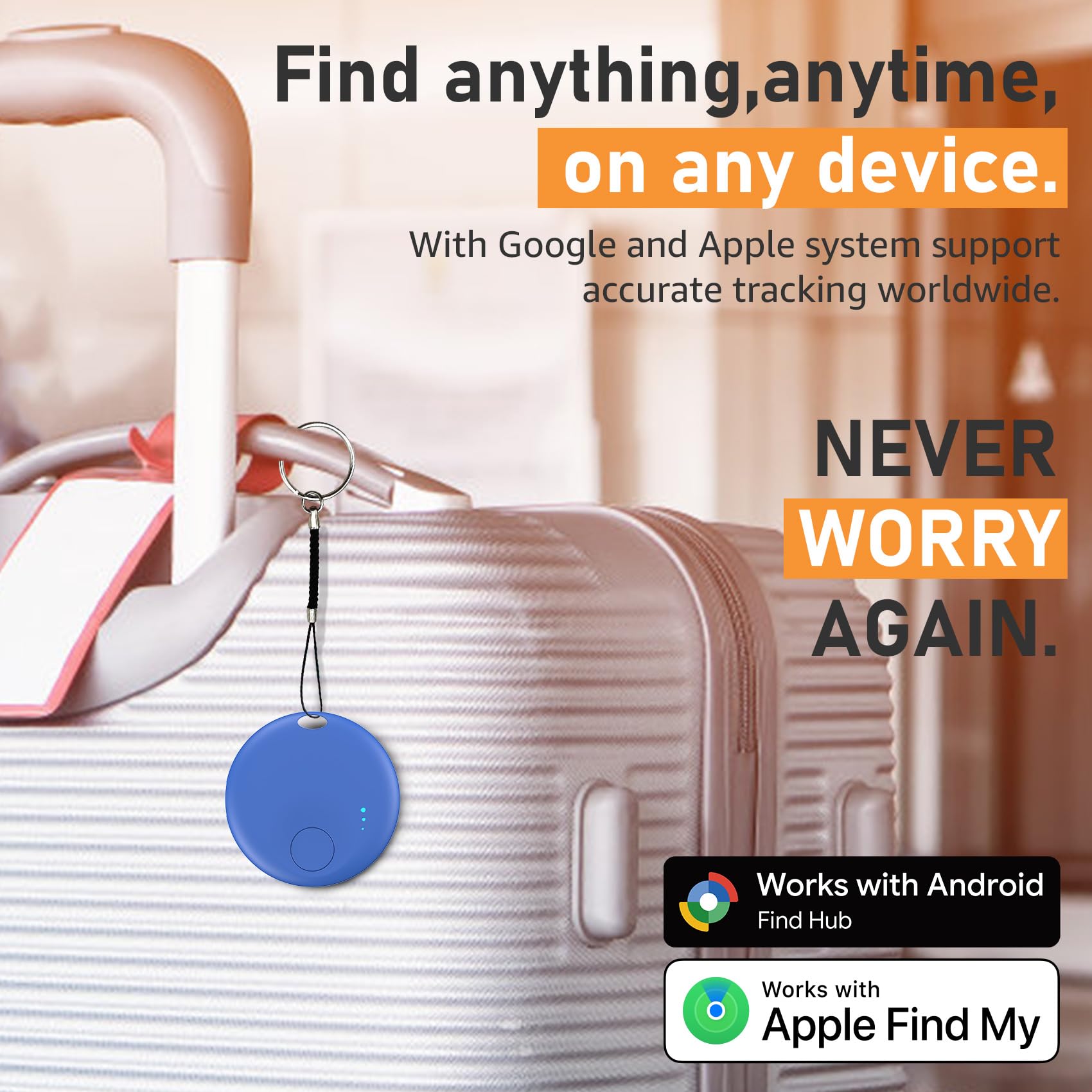 Air Tracker Android y iOS, Smart Tracker Localizador de Objetos Bluetooth, Compatible con Apple Buscar y Google Localizador, Localizador Bluetooth para Llaves, Cartera, Equipaje, Mochila (Multicolor)