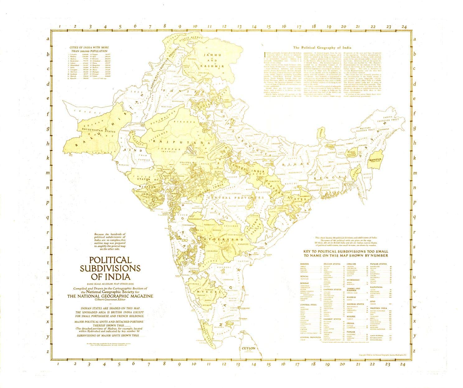 Buy National Geographic Political Subdivisions of India 1946