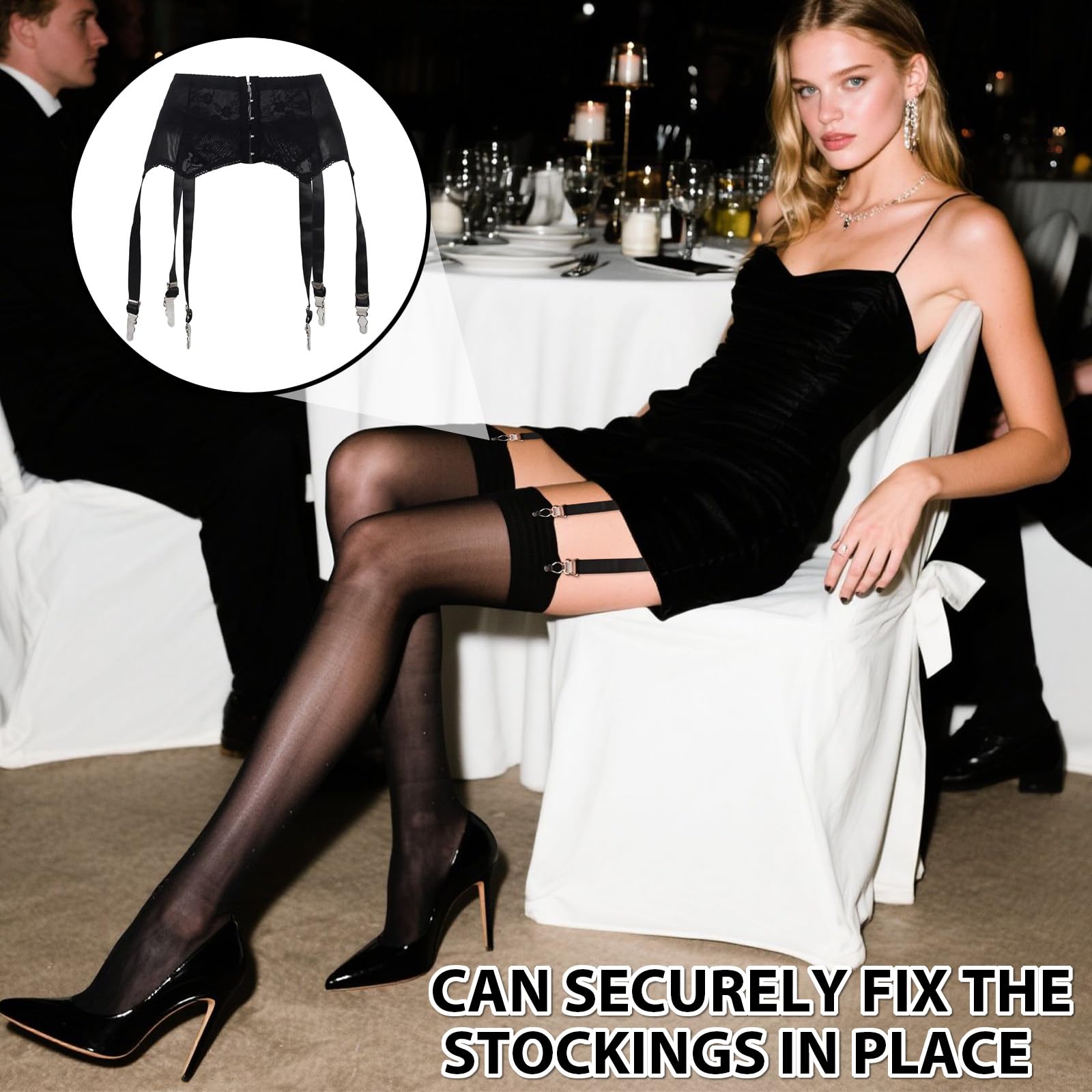 ZALHIN Suspenders for Women (Black B) Garter Belt with Adjustable Garter  Belt, Lace Up Sexy Lingerie Set (M) : Amazon.com.be: Fashion