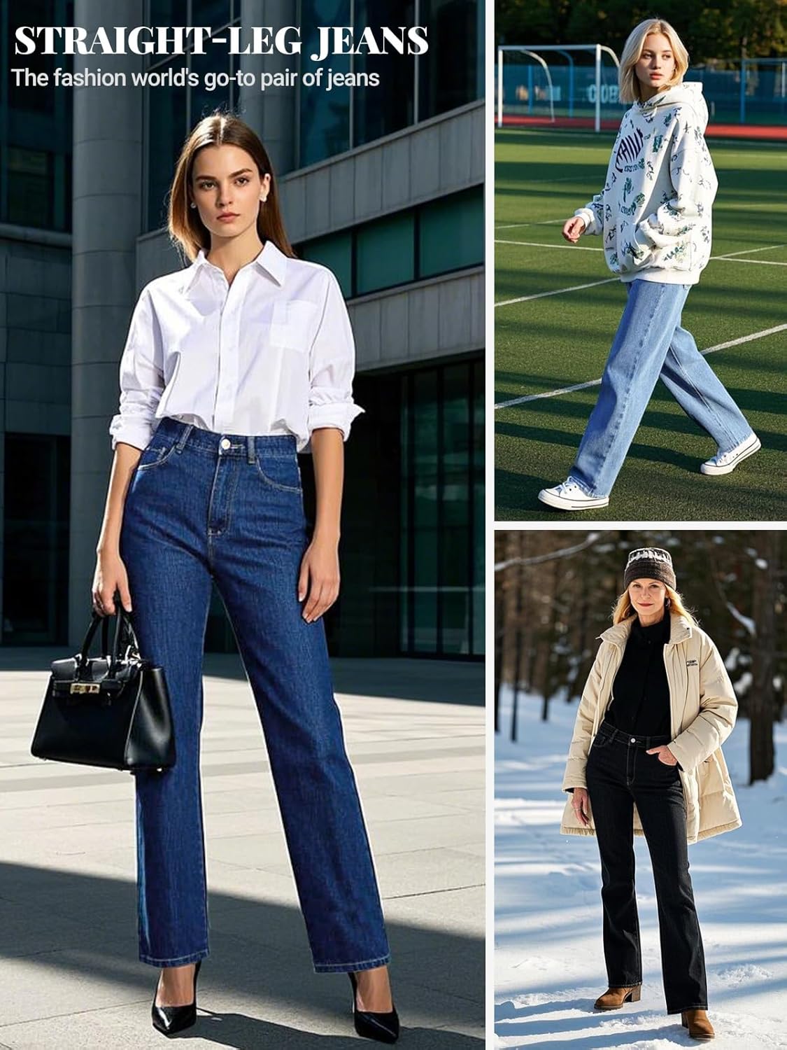 LBDLONGBIDA Women's Straight Leg Jeans Tummy Control Trendy High Waisted Stretchy Casual Denim Pants Baggy Trousers - Image 4