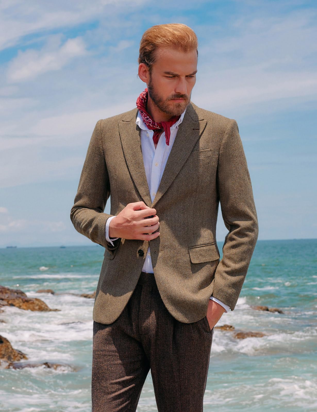 PJ Paul Jones Sakko Herren Vintage British Blazer 2 Knöpfe Tweed Jackett