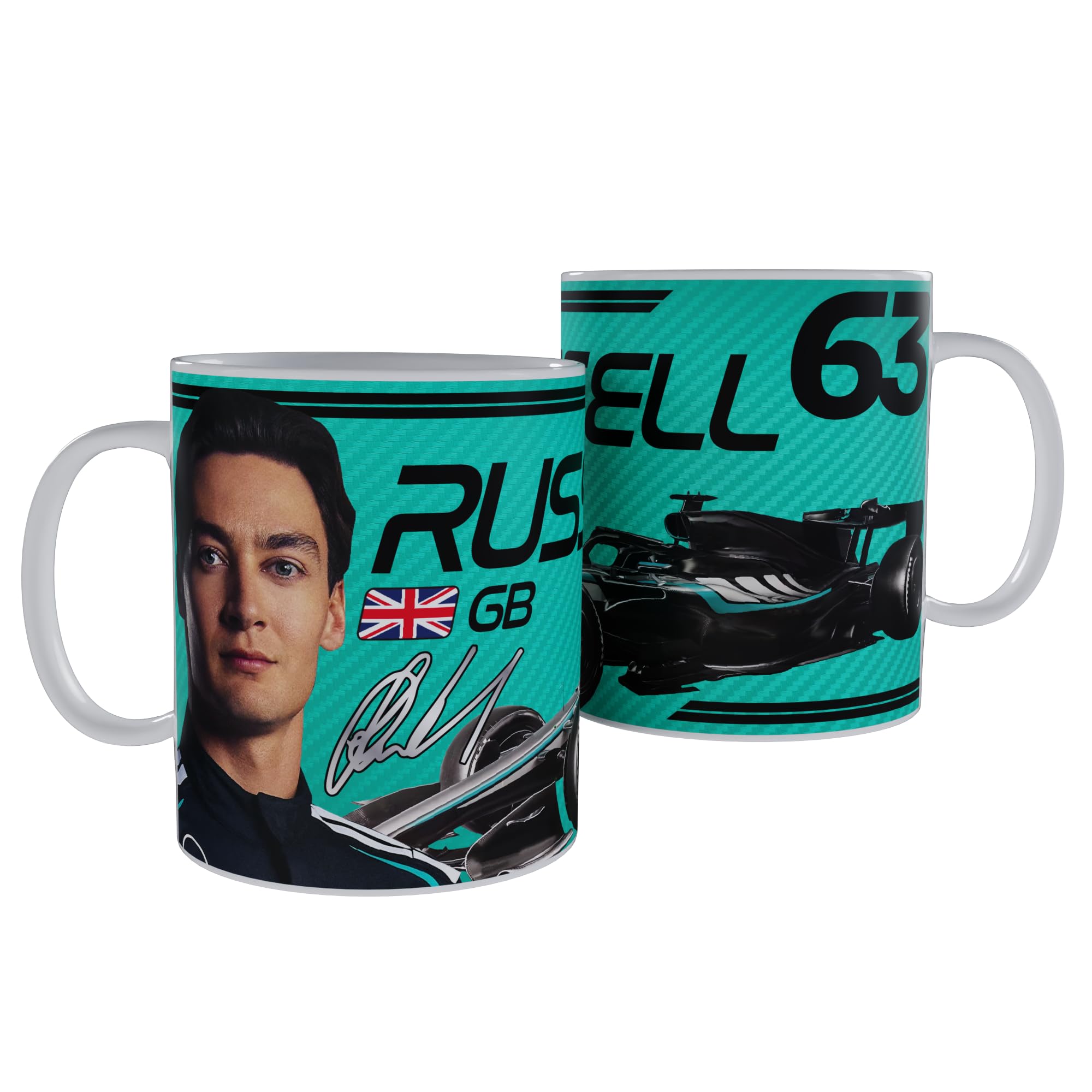 Partisan Russell Mug F1 Inspired Racing Fan Gift 11oz Ceramic Mug 2026 (Aqua)