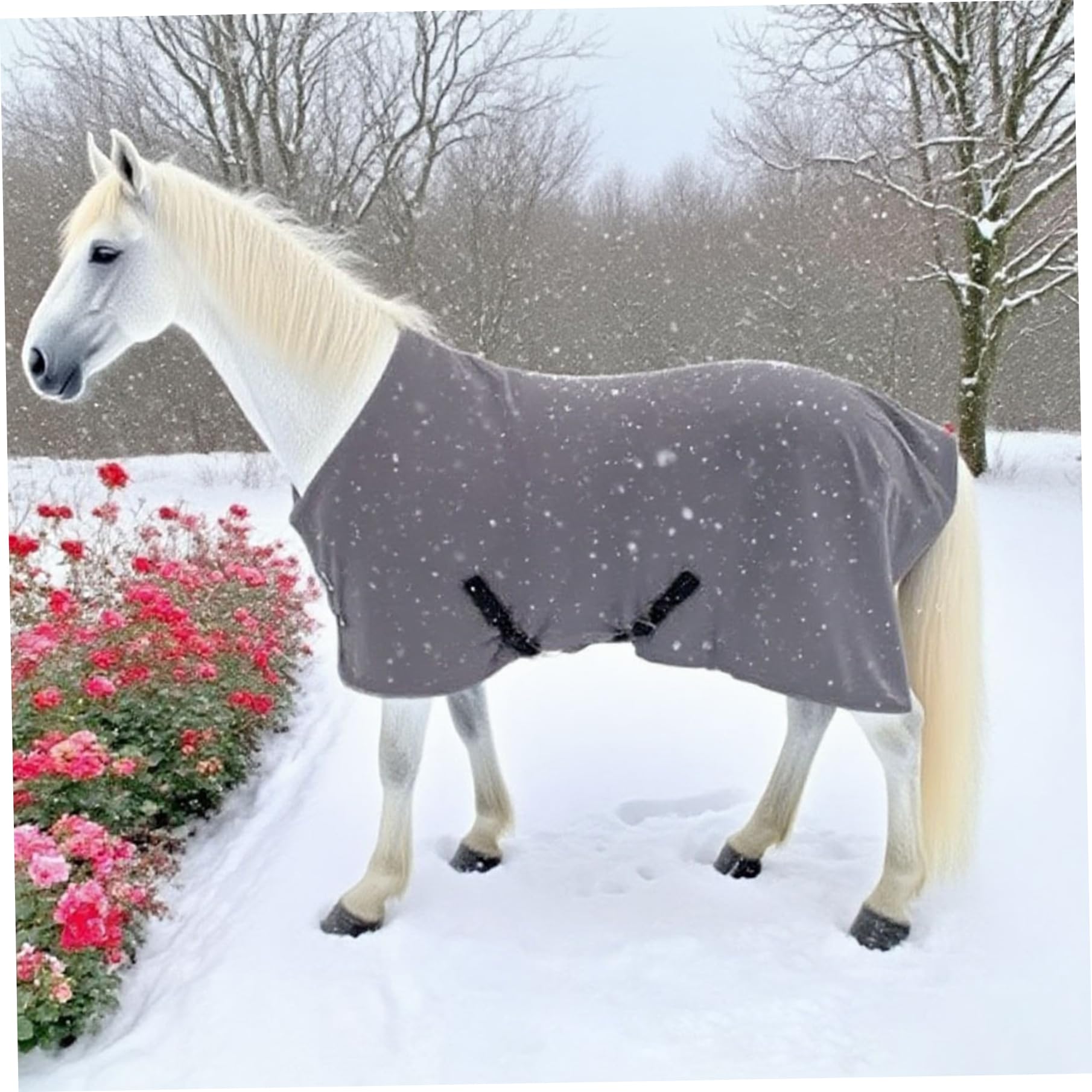 Manta de invierno para caballos manta de franela resistente de 71x71 pulgadas para clima frío mantas de caballos cálid