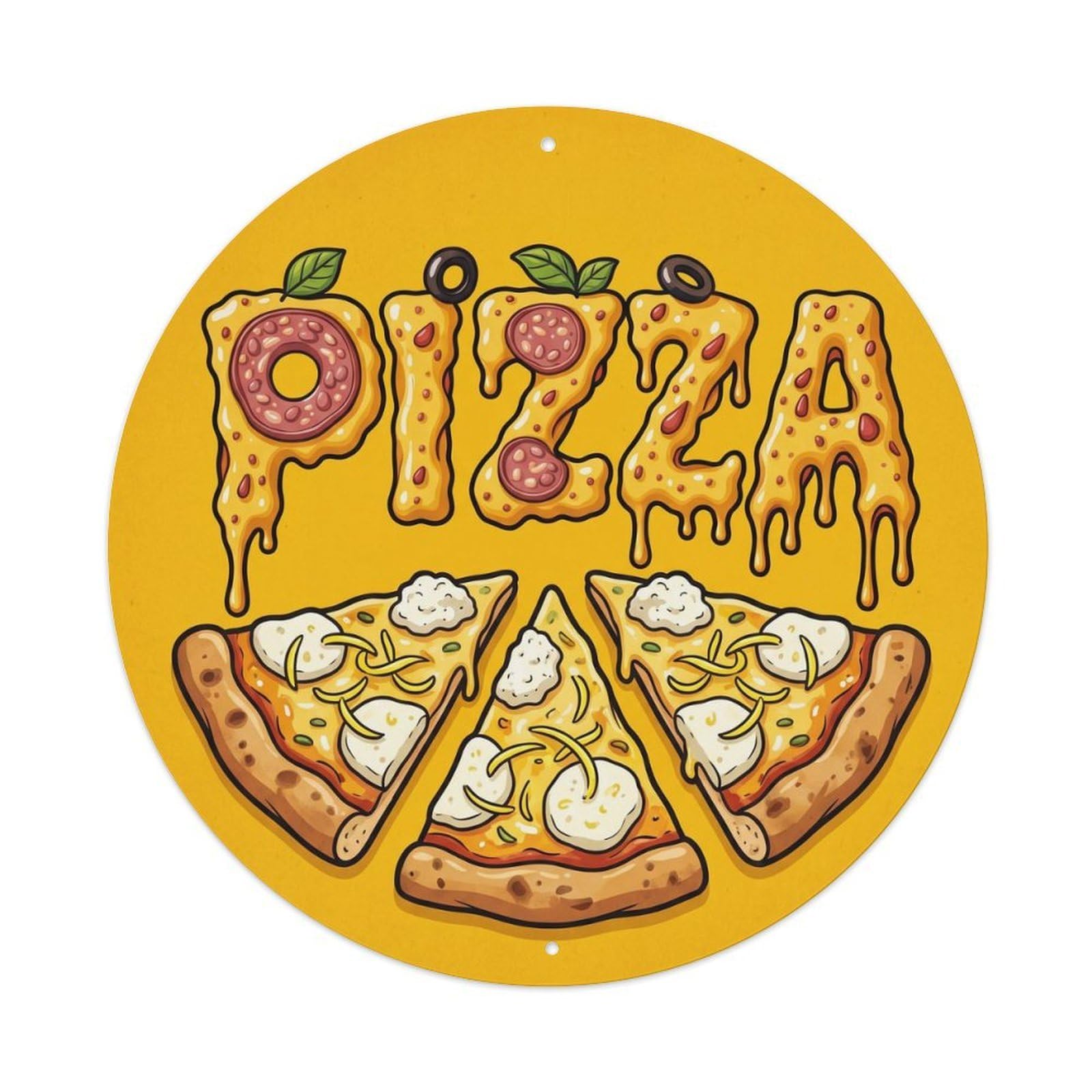 Huiyhb 8X8inch(20X20cm) Vintage Pizza Slice Lemon Ricotta Metal Tin Sign