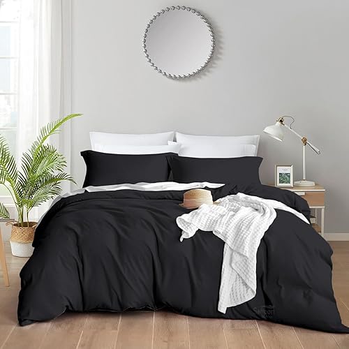 Miniatura 9 de Funda de edredón con 2 fundas de almohada, tamaño King Plus de 128 x 120 pulgadas, algodón egipcio de 1000 hilos, funda de edredón con cierre de