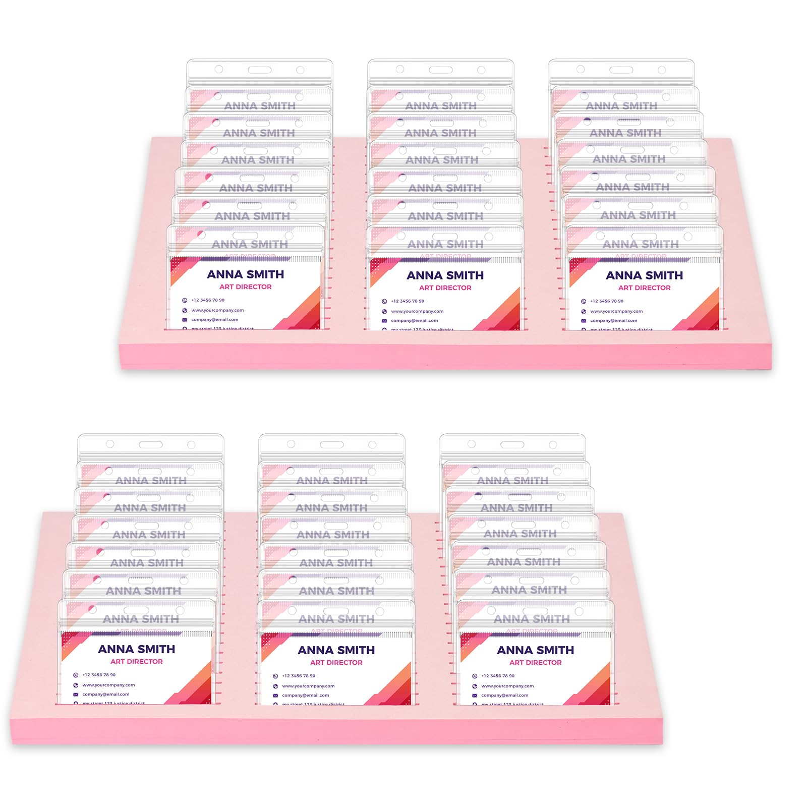 2 Pack of 120 Slots Pink Foam Name Badge Holder 4.25 Inches Slots