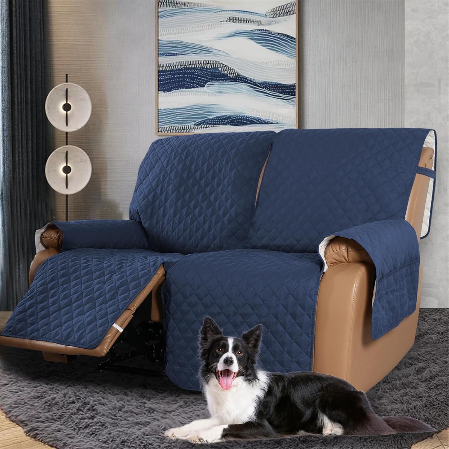 Waterproof Reclining Chair Cover，Hair Guard Protection，Machine Washable & Elastic Securing Straps，Multi-Color Options ，Pet-Friendly Design (Claret,Three-Person)