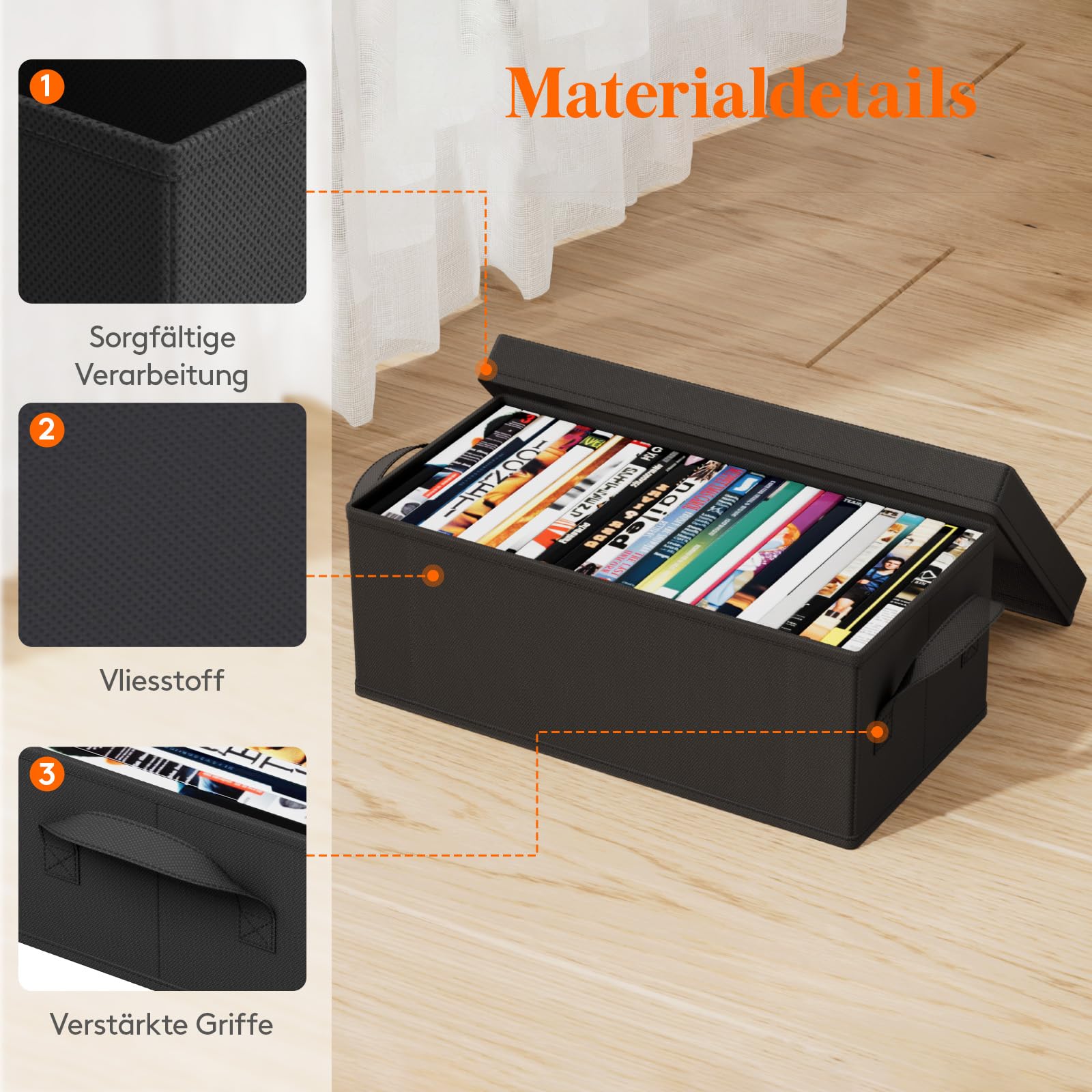 Lifewit DVD Aufbewahrungsbox, Stapelbarer DVD Aufbewahrungsbehälter, faltbarer DVD Behälter mit Deckel, fasst bis zu 100 DVDs 25 Stück pro Einheit für Haus und Auto, 40 x 20 x 14,5cm, 4er Pack