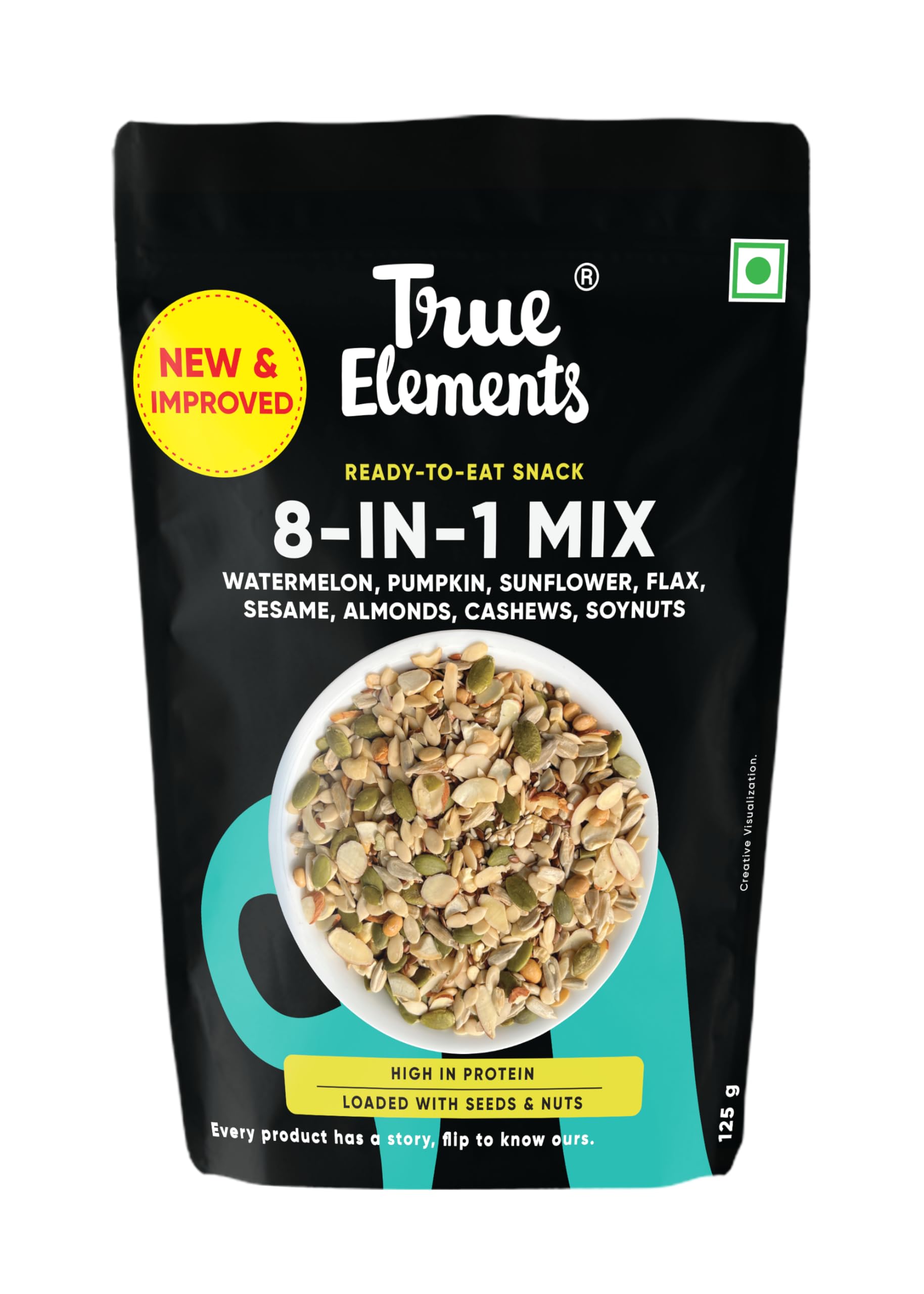 8 in 1 Mix Seeds 125g - Seeds for Eating | Diet Snacks | Seed Mix for Eating | Roasted Seed - Watermelon, Pumpkin, Sunflower, Flax, Sesame and Almonds, Cashews, Soynuts