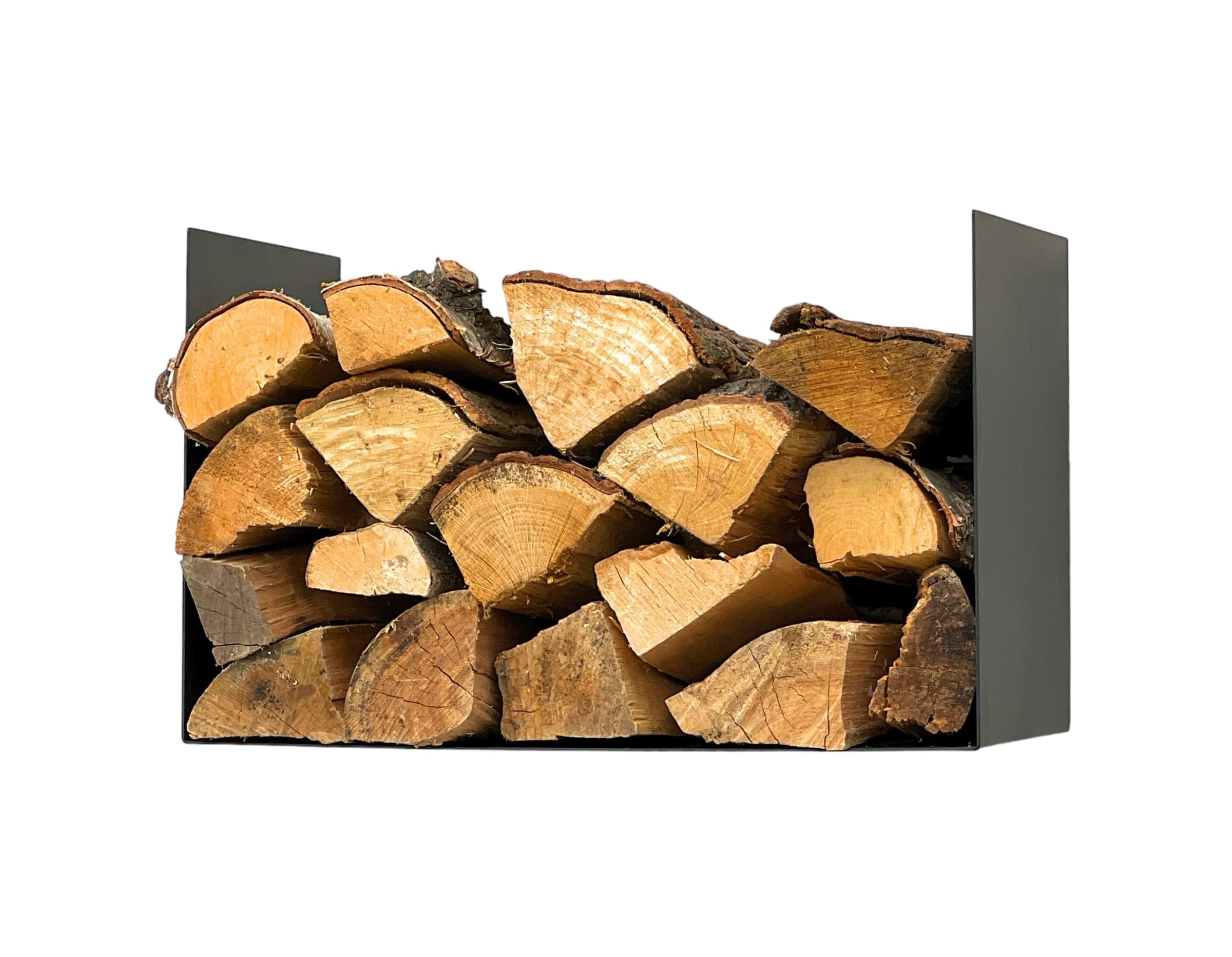 DanDiBo Kaminholzregal Innen Metall Schwarz Kaminholzständer mit Rückwand an der Wand Hängend 96432 Holzkorb Kaminholzhalter
