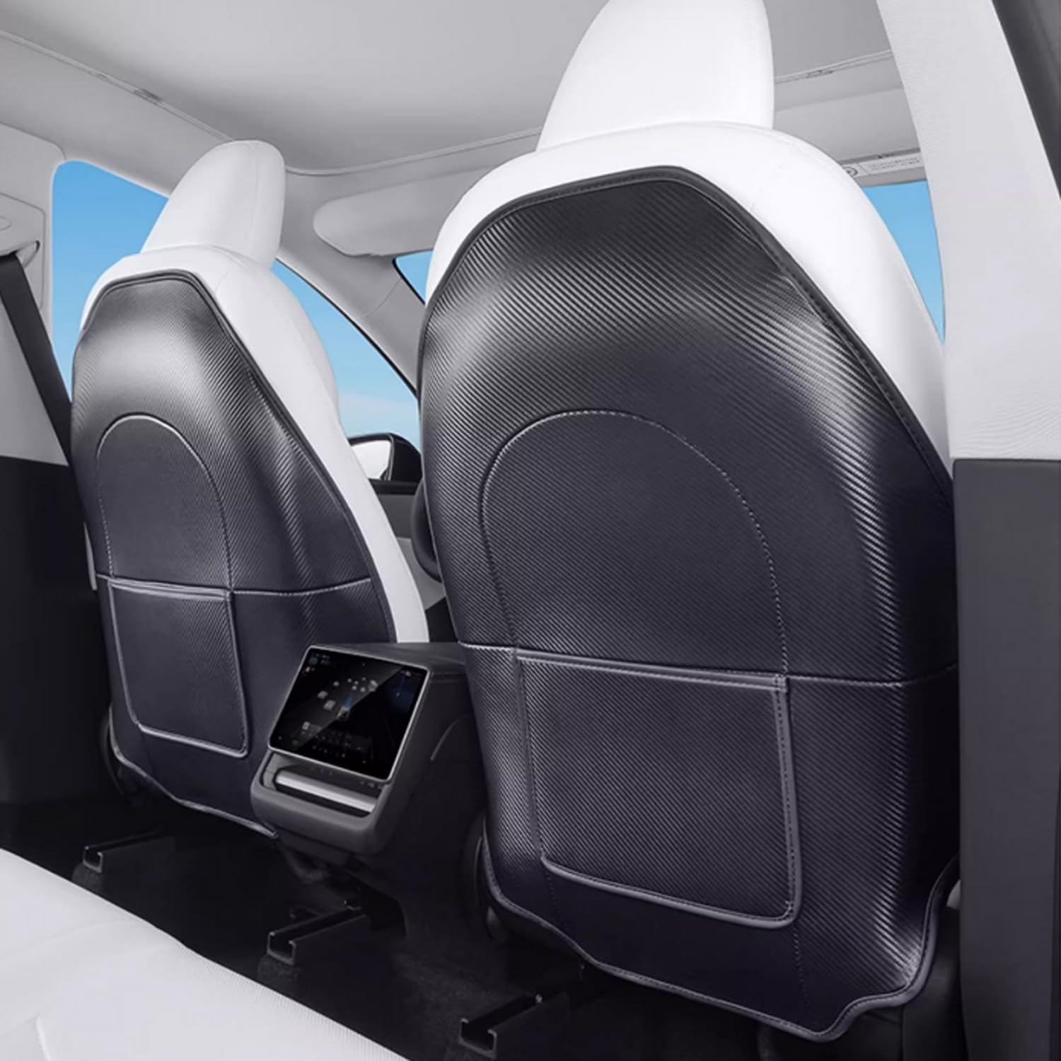 Leren Stoelrug Kickbeschermer voor Tesla Model Y/3/S/X, Auto Achterbank