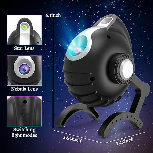 Miniatura 7 de Proyector Star Galaxy para dormitorio, luz nocturna de perro robot con lámpara LED de techo de nebulosa estrellada, altavoz Bluetooth y temporizador