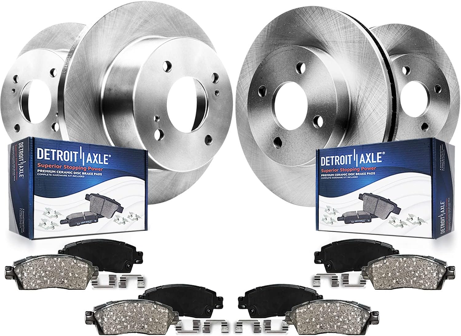 Detroit Axle - Brake Kit for 2012 2013 2014 2015 2016 2017 2018 Toyota Yaris [Rear Disc], Disc Brakes Rotors Ceramic Brake Pads Replacement : 10.83" inch Front and 10.20" inch Rear Rotor