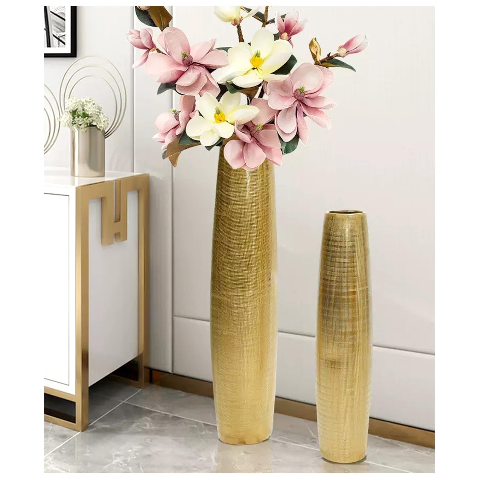 oliruim Vaso Decorativo da Interni Design Moderno - Vaso Elegante Bianco e Oro per Centro Tavola - Adatto per Arredamento Casa Soggiorno, Decorazione in Camera da Letto (Bianco