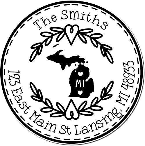 Miniatura 213 de Round State Love - Sello de dirección de devolución para Texas, uso con almohadilla de sello, mango de madera, sello de dirección de Texas