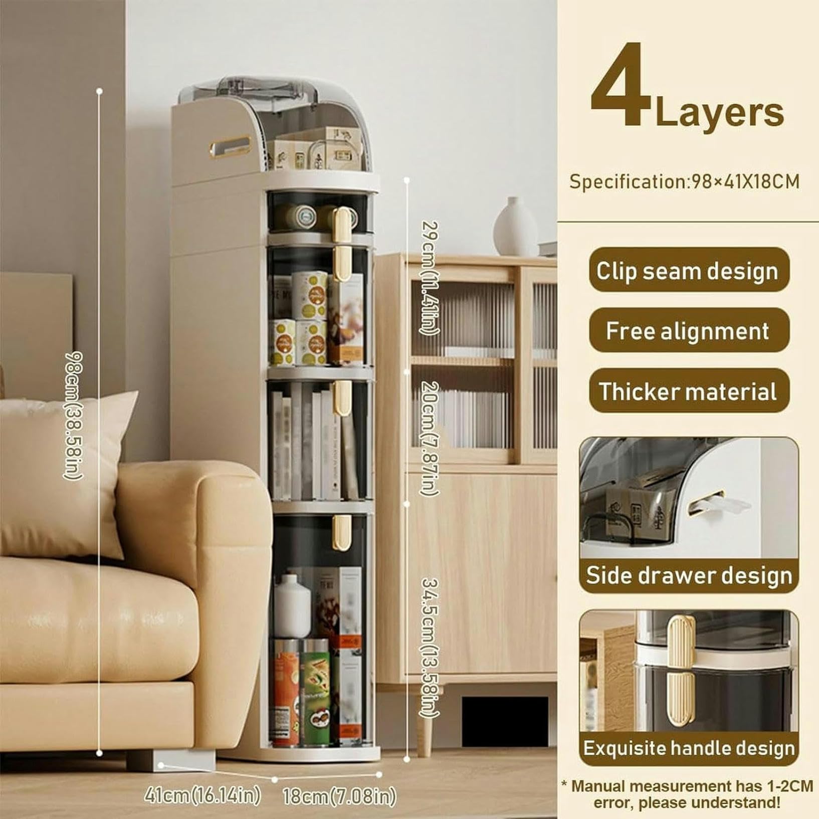 Cajones de almacenamiento apilables, tocador Estrecho de 2/3/4 niveles, gabinete de piso para baño, gabinete de almacenamiento con cajones, carrito de servicios públicos