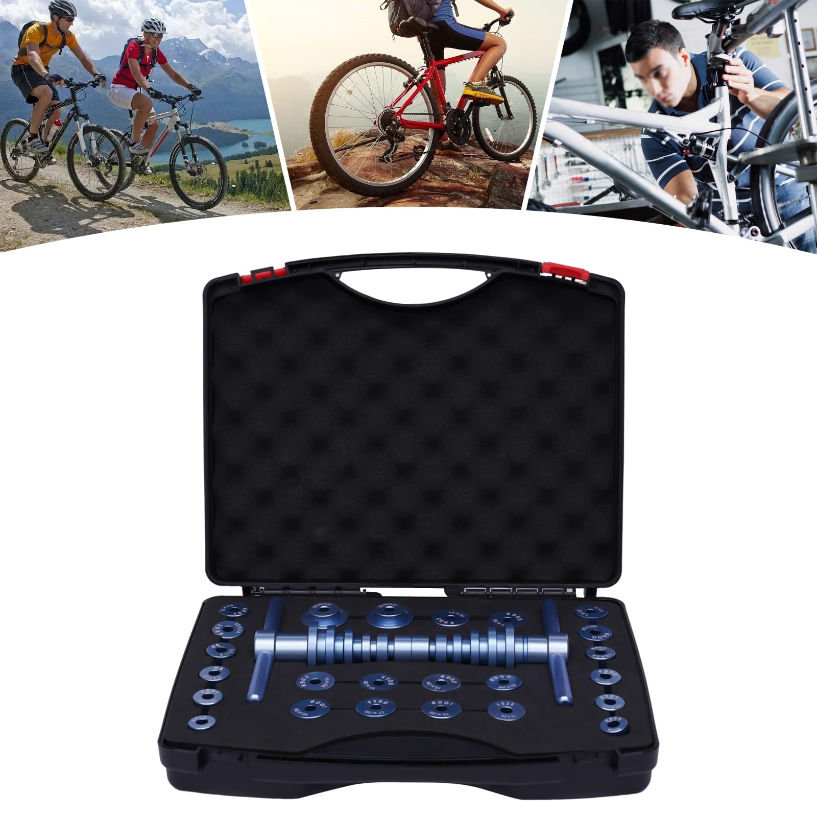 Fahrrad Lager Presse Werkzeuge Fahrrad Innenlager Press Set Fahrrad Einpresswerkzeug Tretlager Lager Einpresswerkzeug Fahrrad mit Aufbewahrungsbox