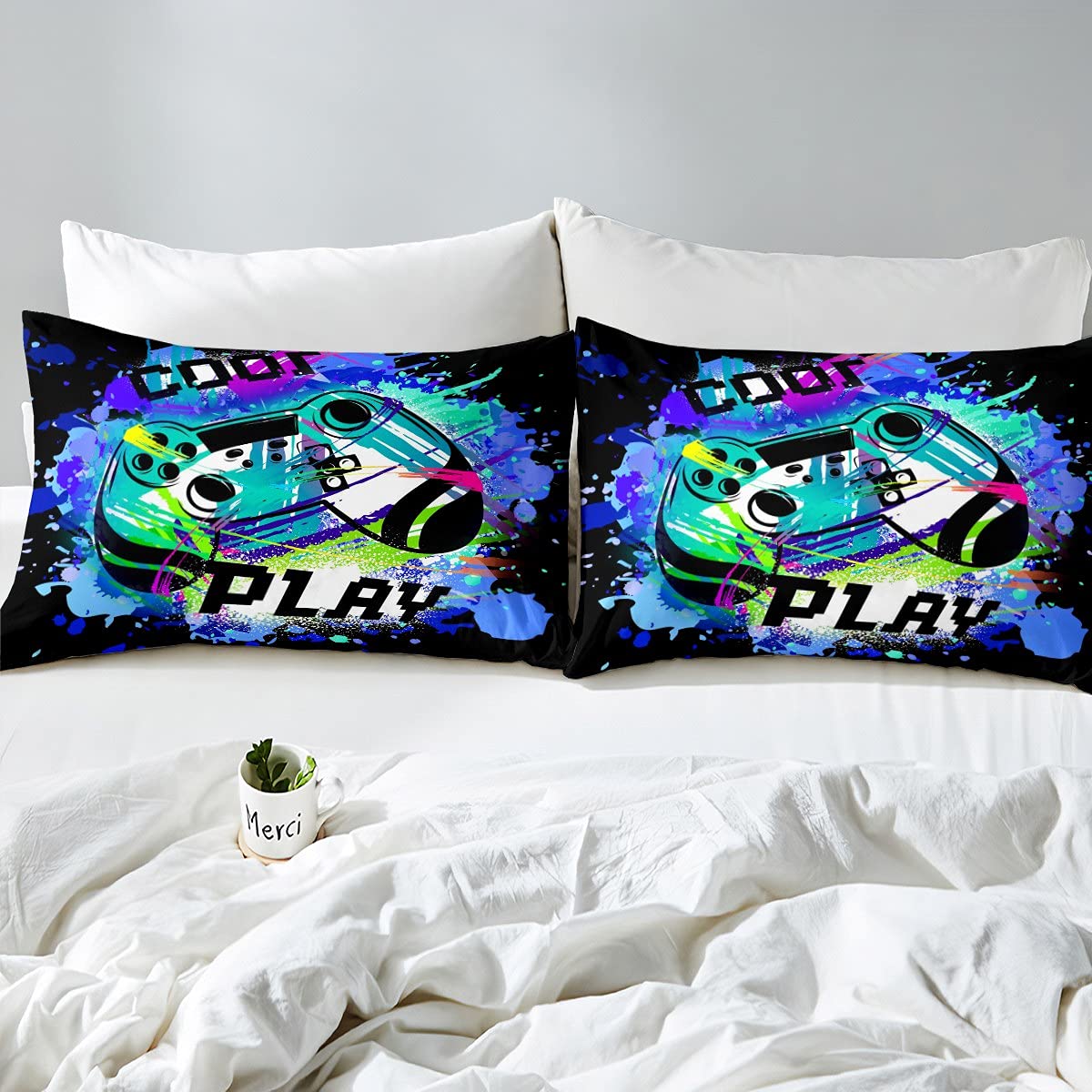 Homewish Set Di Lenzuola Natalizie Per Letto Matrimoniale, Motivo Babbo