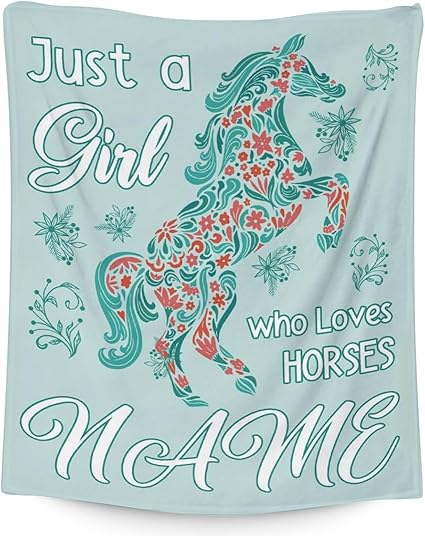 Mercuryelf Custom Horse Blanket Gift - 60x80 Inches Trendy Throw Blankets for Girls - Mint Green Soft, Fuzzy & Warm Throws for Bed, Couch