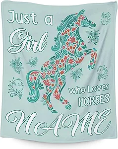 Mercuryelf Custom Horse Blanket Gift - 60x80 Inches Trendy Throw Blankets for Girls - Mint Green Soft, Fuzzy & Warm Throws for Bed, Couch