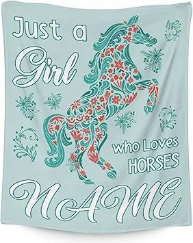 Mercuryelf Custom Horse Blanket Gift - 60x80 Inches Trendy Throw Blankets for Girls - Mint Green Soft, Fuzzy & Warm Throws for Bed, Couch