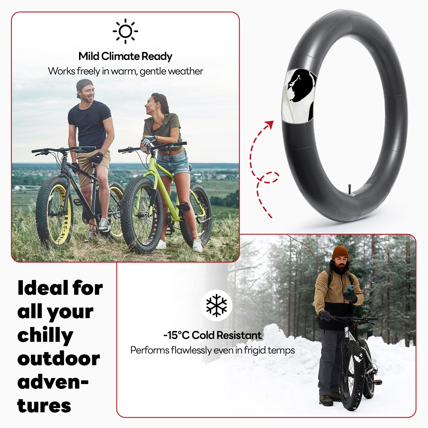 FengCan 26 inch e Bike binnenband 26 x 4,0 26 x 4,50 cm, lekvrij, zelfherstellend, binnenband, voor 26 x 4,0/4,5 100-559 114-559 road/mountainbike binnenband, AV32 mm Schrader-ventiel (1-PC) Sport en buiten