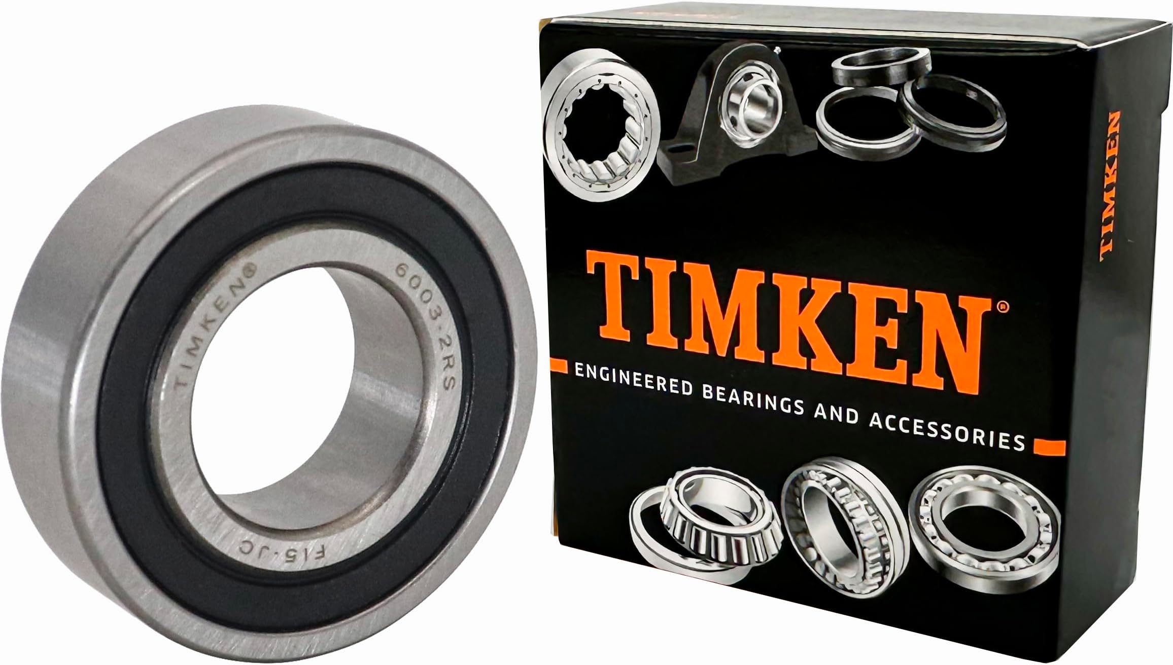 2PACK TIMKEN 6003-2RS Double Rubber Seal Bearings 17x35x10mm, Pre-Lubricated and Stable Performance and Cost Effective, Deep Groove Ball Bearings