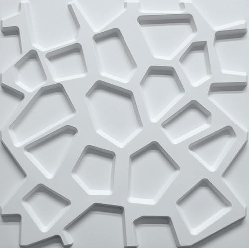 Dundee Deco 3D Wall Panels - Modern Brick Paintable White PVC Wall Paneling for Interior Wall Decor, Pack of 10, Covers 26.9 sq. ft.