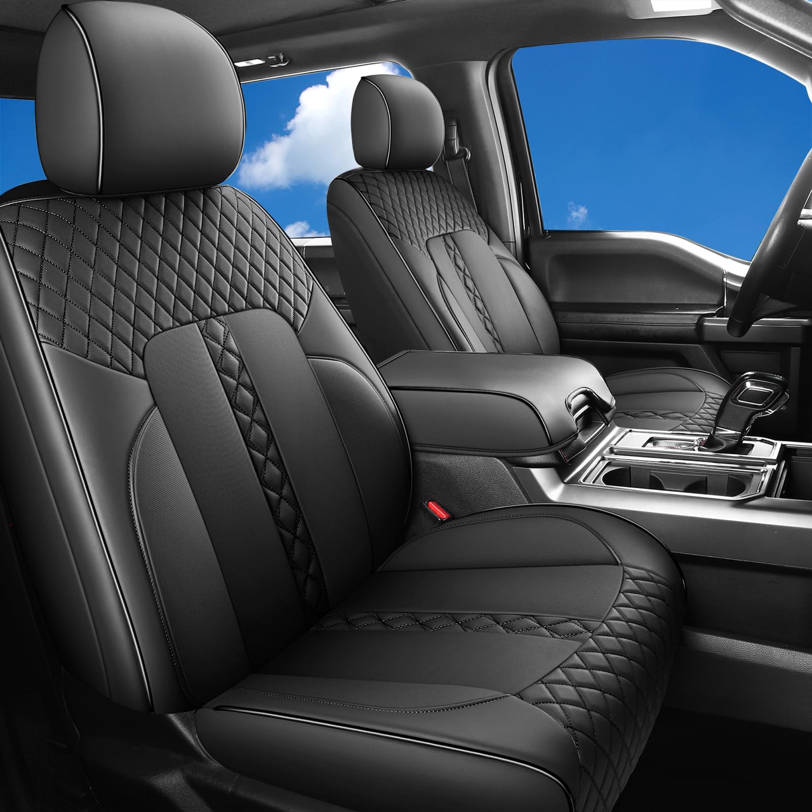 Huidasource Front & Rear Car Seat Cover, Full Set Seat Covers, Waterproof Car Seat Cushion Protector Fit for 2016-2023 Toyota Tacoma Double/Crew Cab (Full Set/Black)