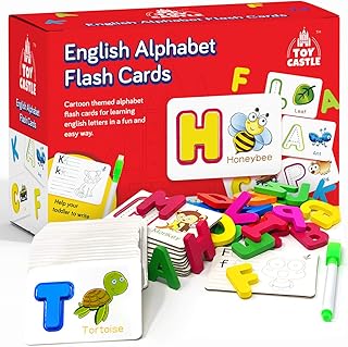 English Alphabet Flash Cards -abc flash cards -Letter flash cards for toddlers and Preschool activities Montessori Educational Toys Gift - ABC Wooden Letters Animal Card Board Toddlers 3 and above.