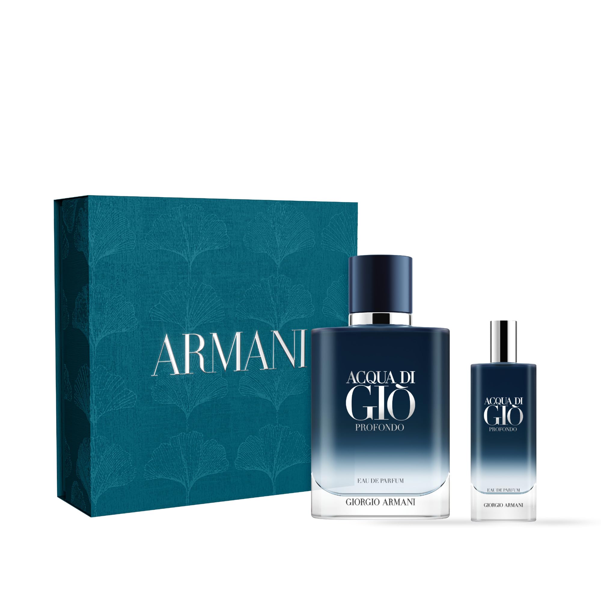 Armani Beauty – Acqua di Giò Profondo – Eau de Parfum – Men's Cologne Gift Set - Fresh & Aromatic – Travel Size & Full Size, 0.15 Fl Oz, 3.4 Fl Oz