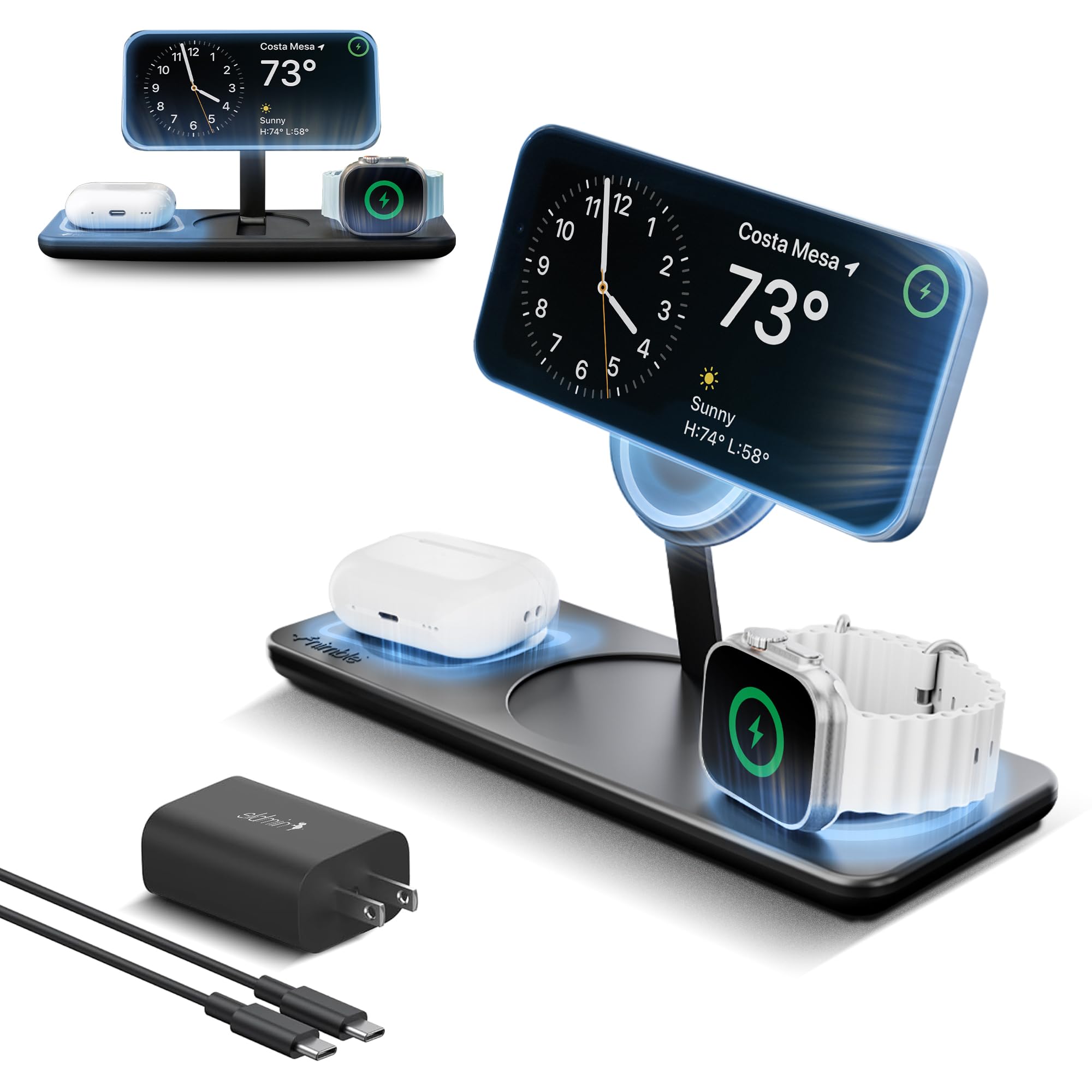 Amazon.co.jp: Nimble Podium 3-in-1 ワイヤレス充電ステーション