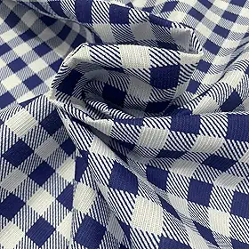 Tecido Gorgurinho Estampado para Decoração, 1,50m Largura, 40% Algodão 60% Poliéster, Cores Vivas, Resistente, Ideal para Revestimento, Almofadas, Artesanato (Xadrez Azul Royal)