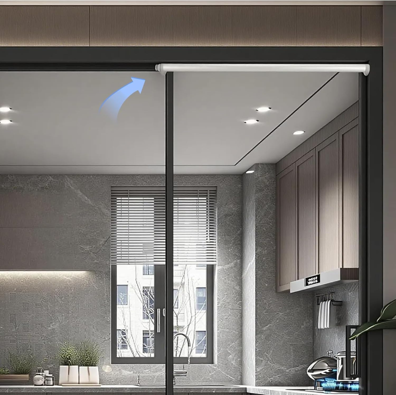 Automatic Sliding Door Closer, Heavy Duty Self Closing Sliding Patio Door Closer, Quiet Pneumatic Damping Buffering for Door Widths from 29.5 to 51.2 inches (White)