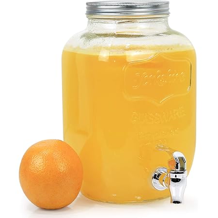 Estilo Glass Drink Dispenser for Parties - 1 Gallon Glass Jar Beverage Dispenser with Leak Free Spigot, 1 Gallon, Clear |  For Parties, Weddings,  Sun Tea Jar, Lemonade & Laundry Detergent Dispenser