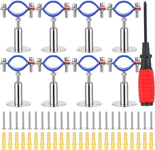 8 piezas de soportes de tubo para montaje en pared y techo de acero inoxidable 304, adecuados para diámetro exterior de 1/2" (20-22mm), altura