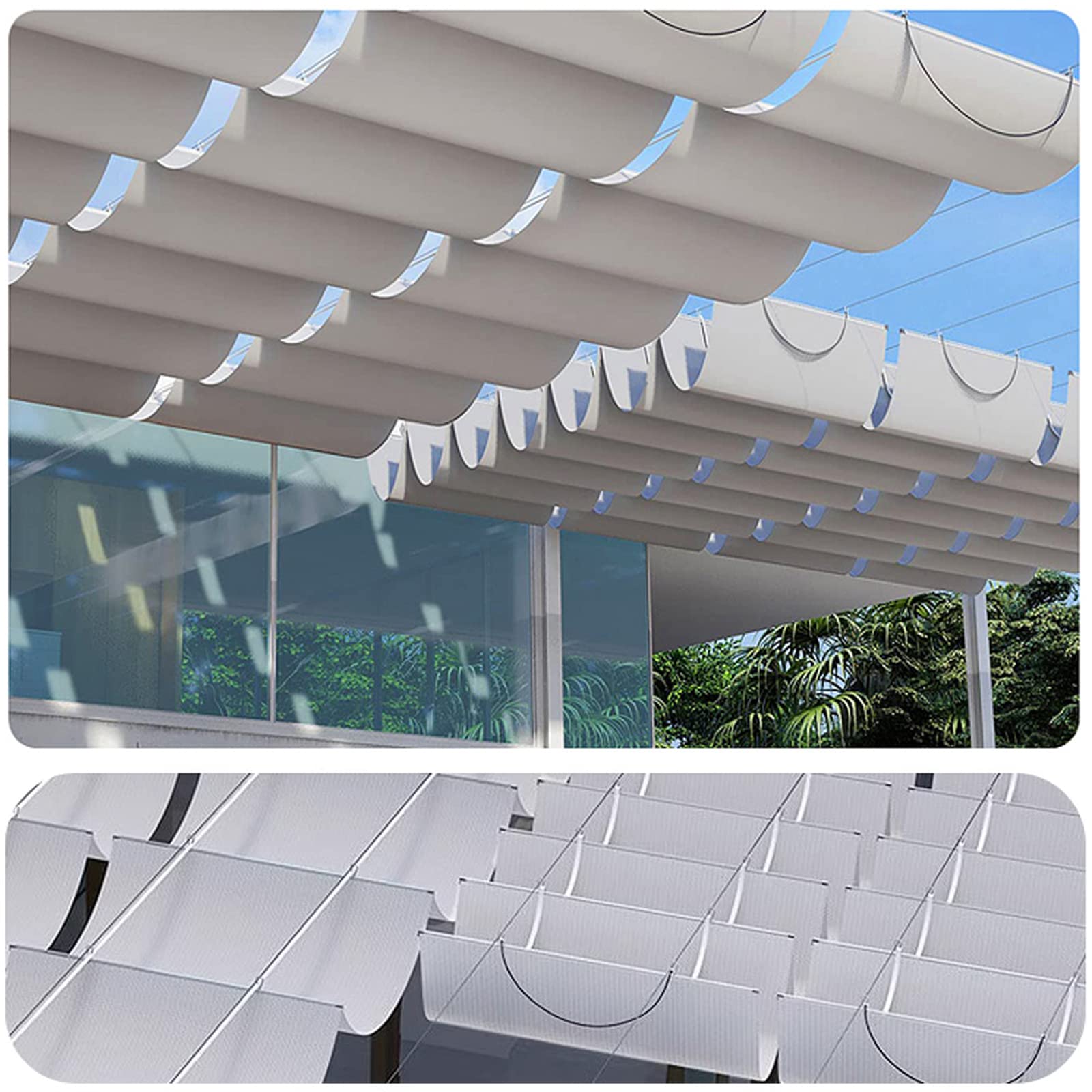Sonnensegel, für Garten, Hof, Rasen, leichter Stoff, UV-Block, Markise, Wellenschatten, einziehbar, Pergola, Schattenstoff, 1,2 x 15 m,