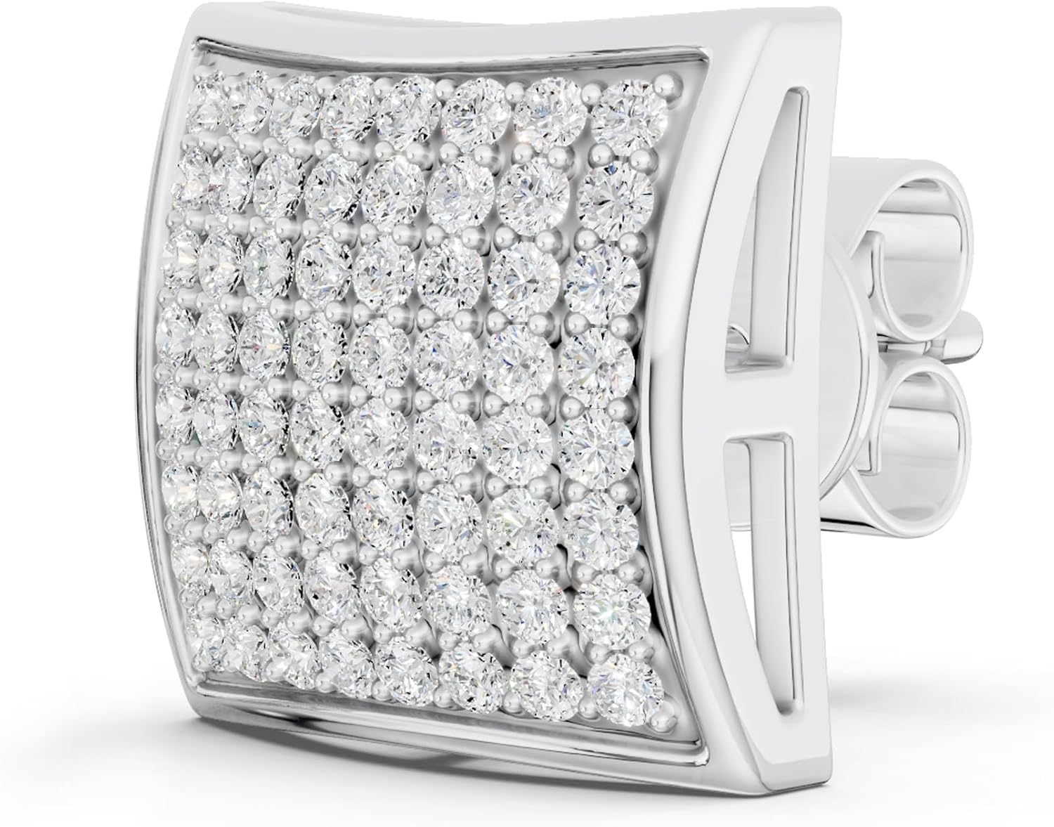 Dazzlingrock Collection 0.37 Ctw Round White Natural Diamond 11mm Kite Hip Hop Iced Out Stud (1Pc Only) in Platinum Plated Sterling Silver, Unisex Design Ladies,Mens Real Natural Diamond Earrings