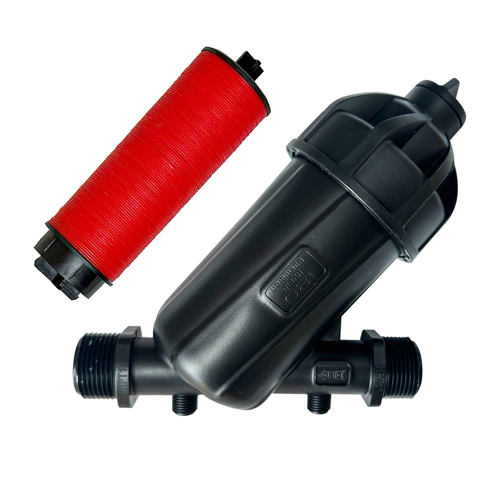 Filtro de riego por goteo de disco de 1 pulgada, rosca macho NPT 120 de malla para agricultura, césped, jardín, riego y conectores de manguera de riego