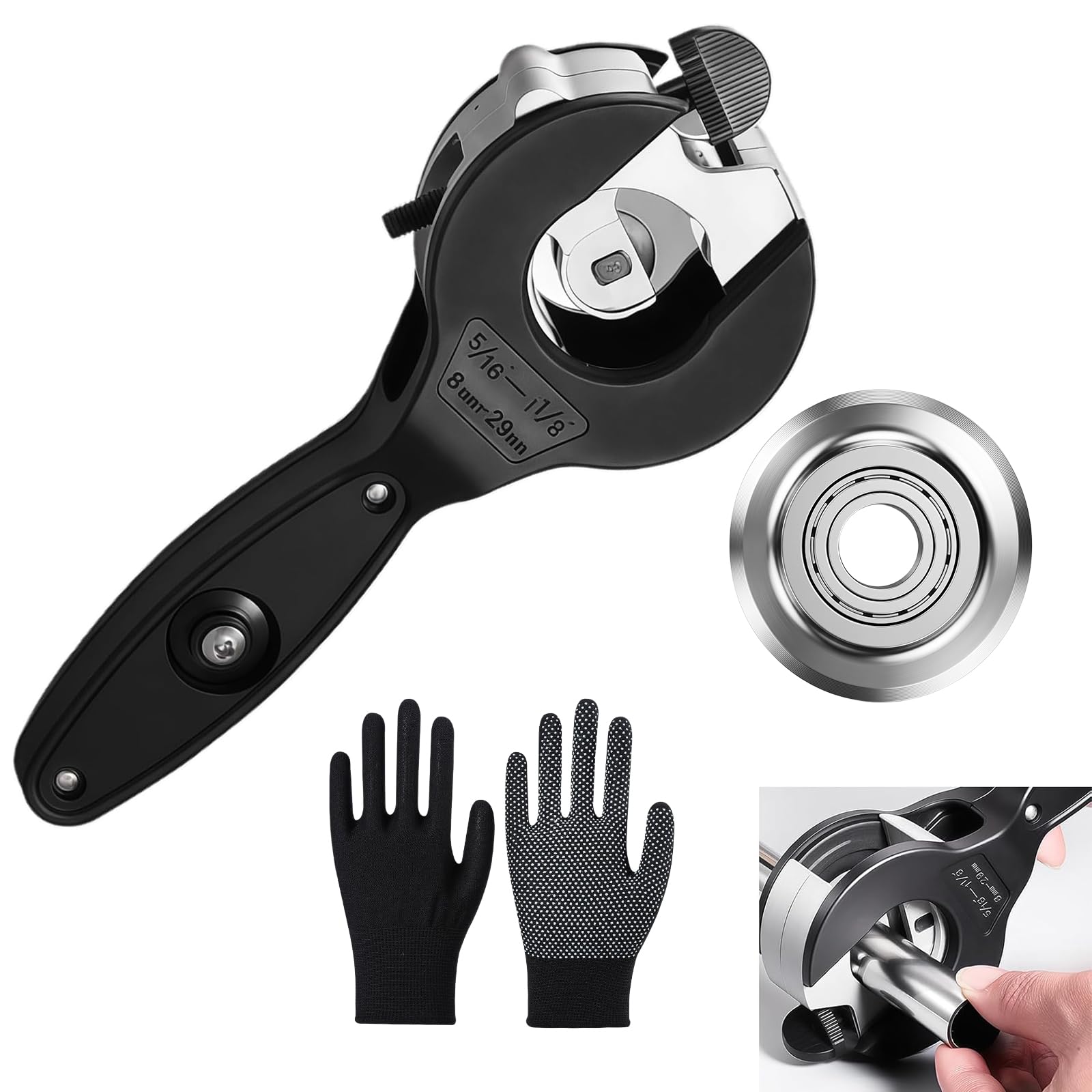 3Pcs Ratcheting Pipe Cutter 8-29mm with Spare Blade and Gloves