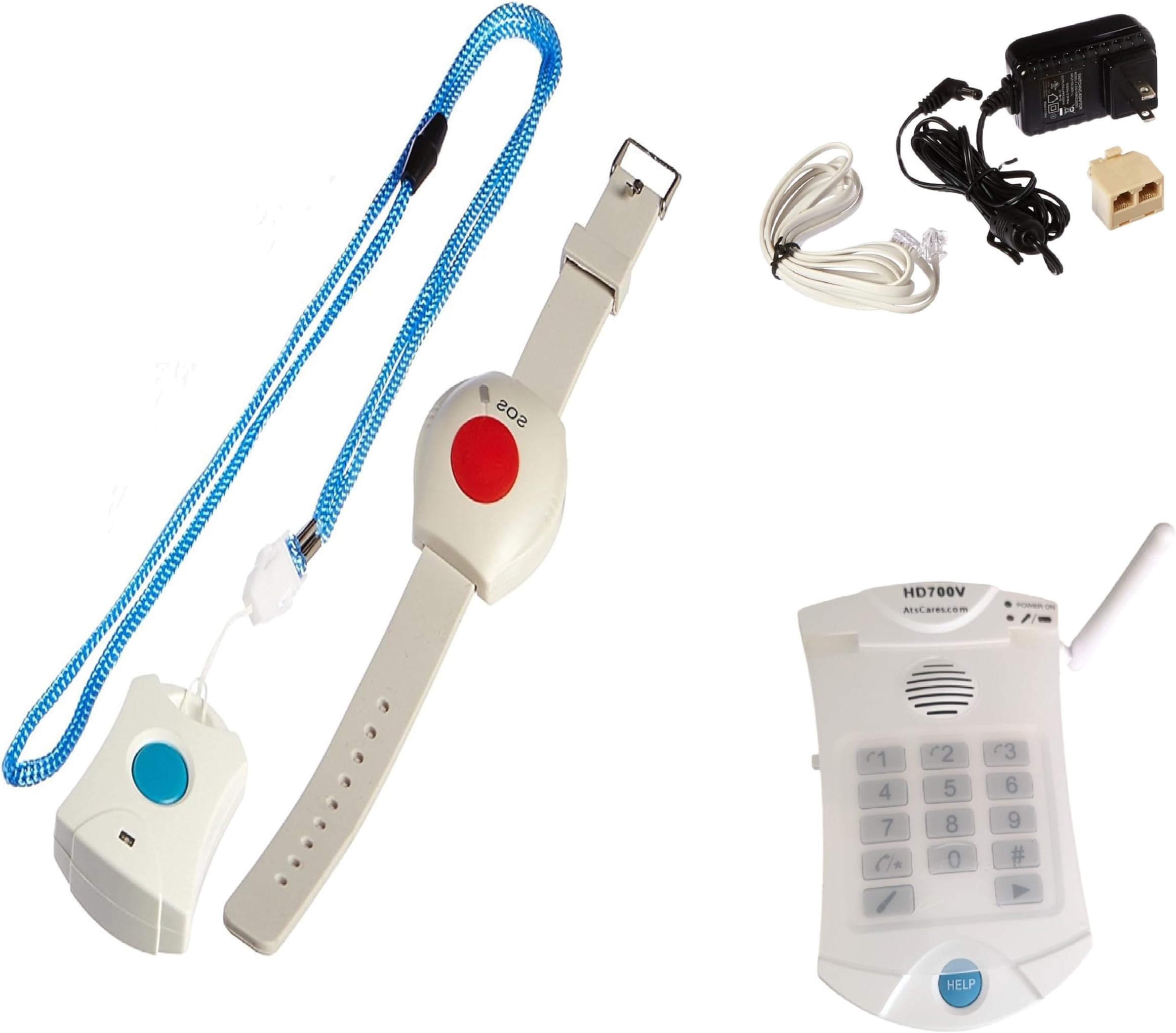 Medical Alert System - NO Monthly FEES - Includes Necklace Panic Button and Waterproof Wrist Wireless Help Buttons - Elderly Home Help Alarm Life Monitor