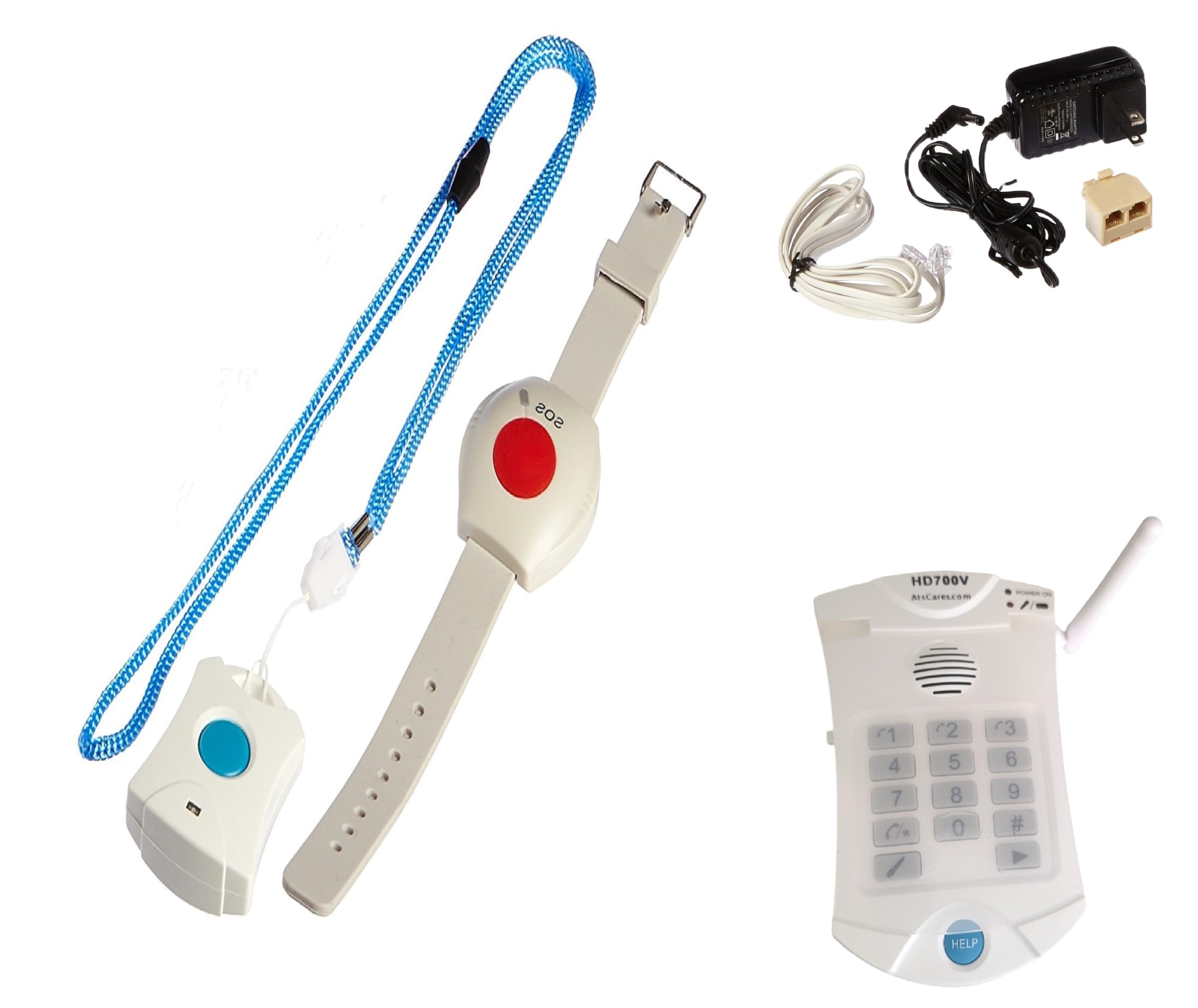 Medical Alert System - NO Monthly FEES - Includes Necklace Panic Button and Waterproof Wrist Wireless Help Buttons - Elderly Home Help Alarm Life Monitor
