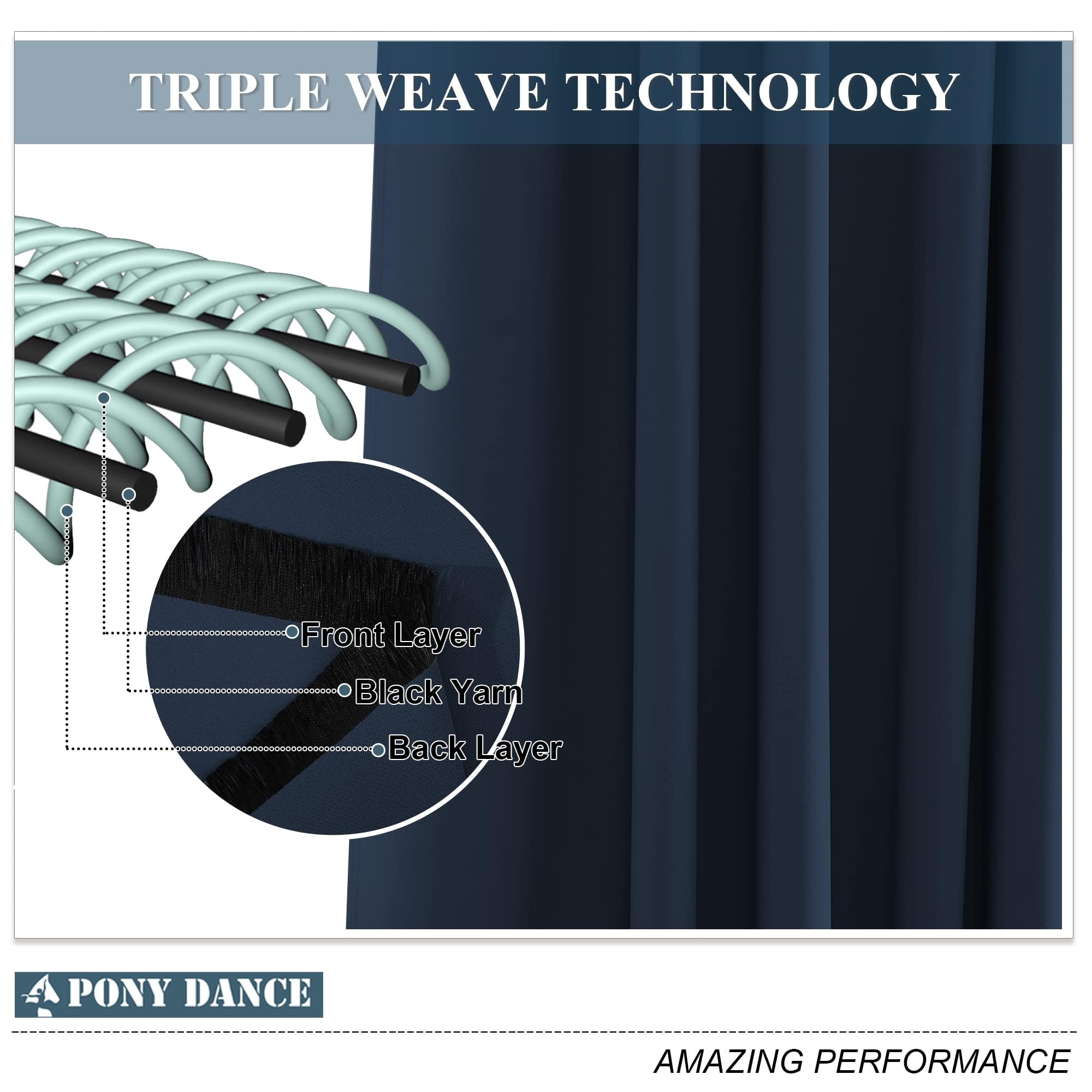 PONY DANCE Tende Termiche Isolanti per Salotto Moderne Curatain Oscurante da Interno con Anelli per Casa Decorazione 1 Pezzo L 140 x A 180 cm, Blu Scuro