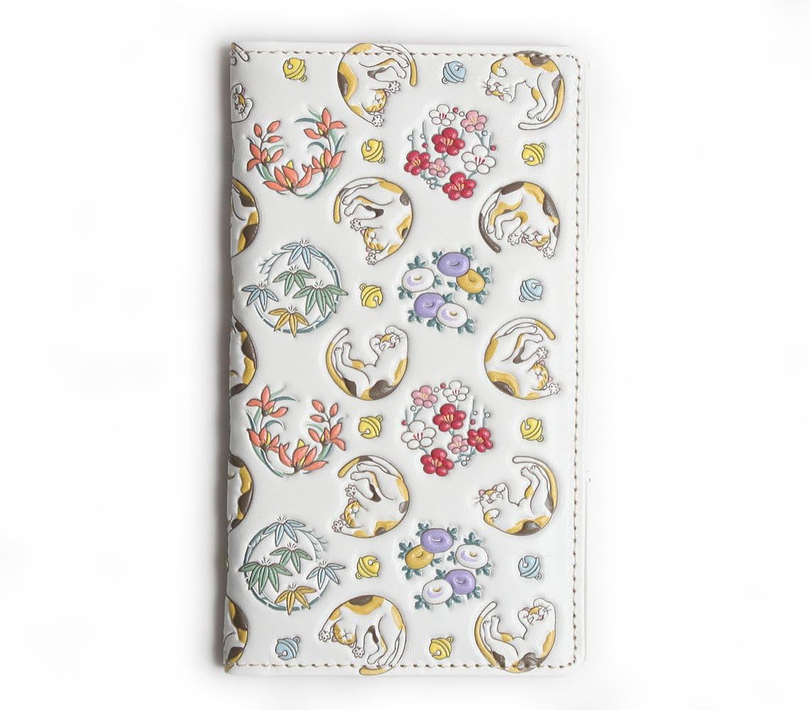 【未使用品】浅草文庫 友禅染 猫 ネコ スマホケース　マルチケース 浅草文庫] 友禅染 猫 ネコ ねこ 柄 スマートフォン ケース 多機種対応