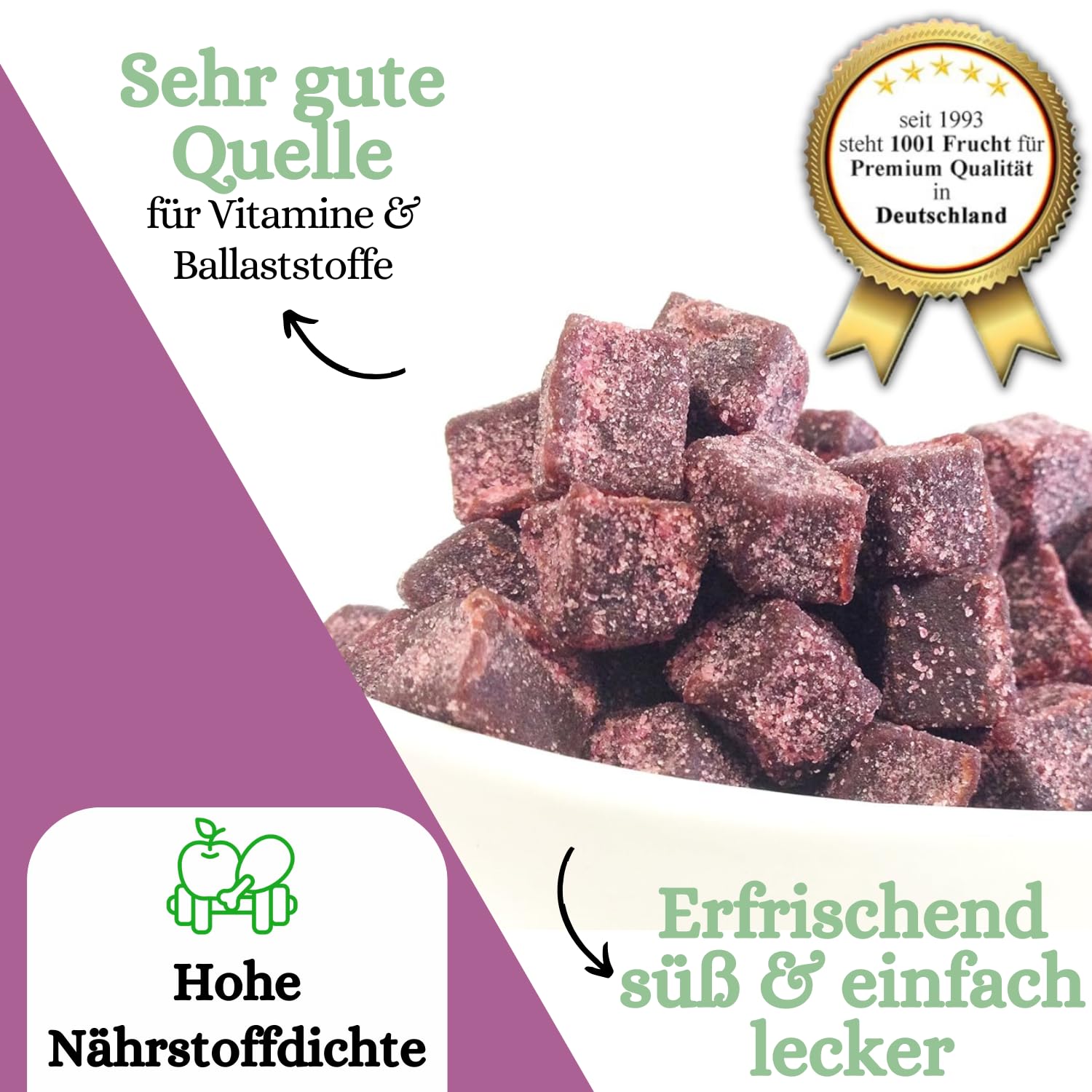 1001 Frucht Acai Würfel 1000g | Acai Beeren Püree in Würfelform I Rohkostqualität für Acai Bowl Schüssel als Müsli Topping fürs Powerfrühstück vegan ohne Gluten & ohne Konservierungsstoffe