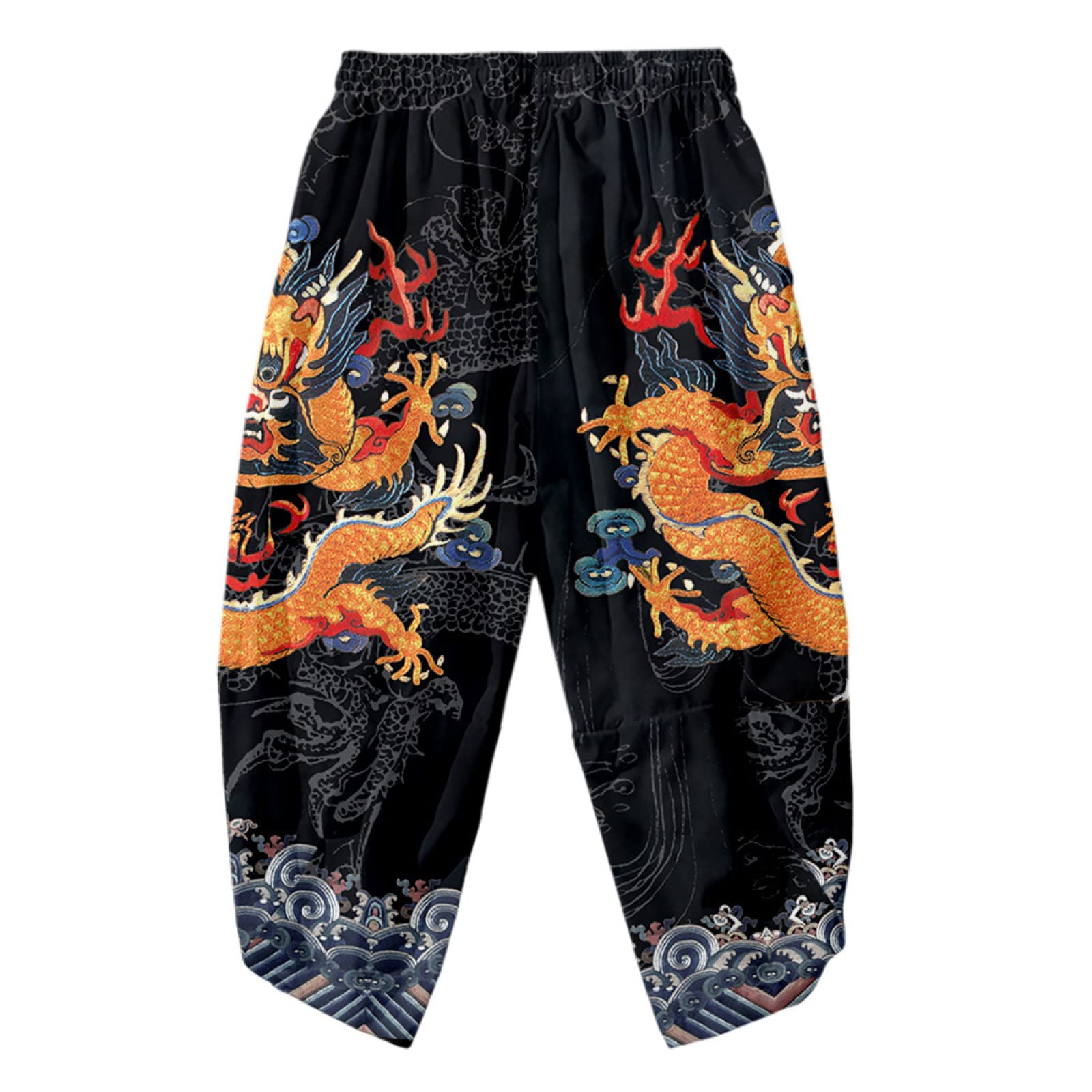 Yishengwan Men Japanese Kimono Cardigan Print Yukata Coat Outwear Casual Top Open Front Cardigan Jacket 01 Black XS