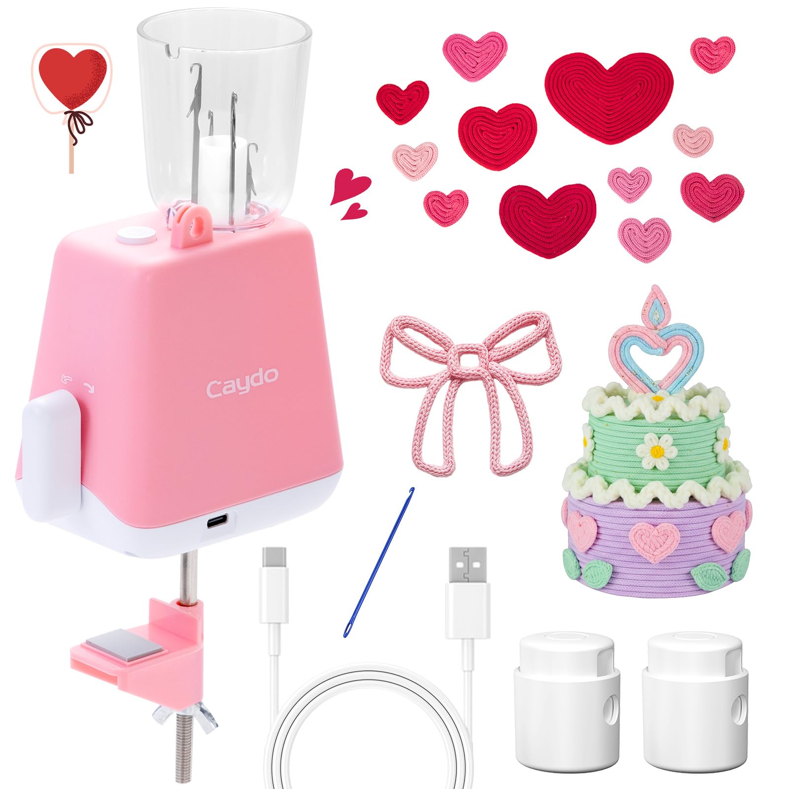 Caydo i Cord Knitting Machine, Electric iCord Maker Tool with Adequate Tension, i-Cord Knitter Machine, Automatic Knitting Yarns to i-Cords, Efficiently DIY Knitting Machine for Crocheters(Patented)